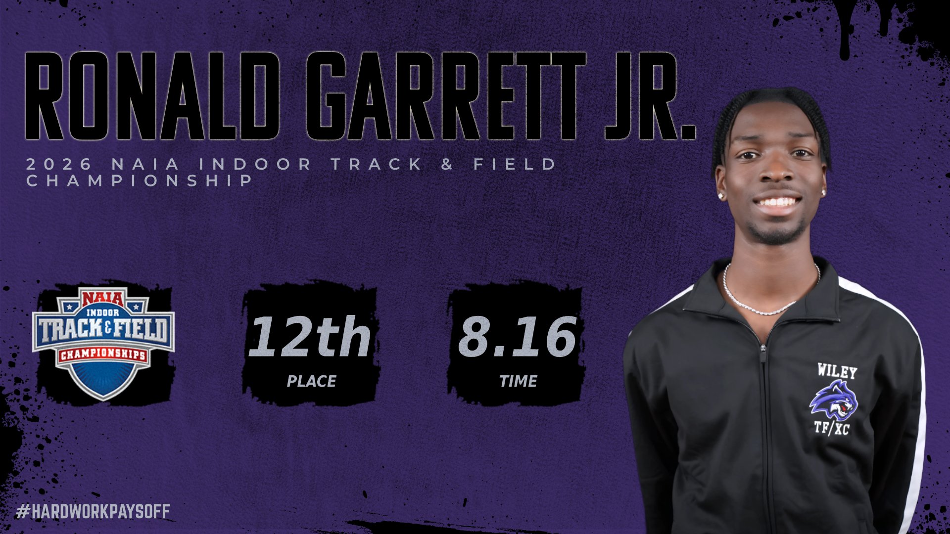 Ronald Garrett Jr. is the first Wildcat to compete at the NAIA Indoor Track and Field National Championship
